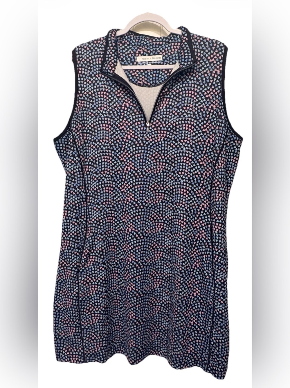Pebble Beach Dry-Luxe Golf Dress XXL Blue Pink Geometric Performance Pockets